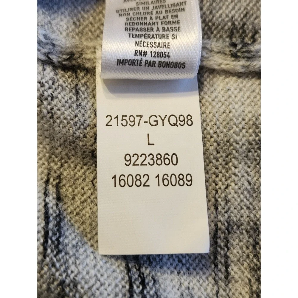 Bonobos Sweater Mens Slim Fit Gray 100% Extra Fine Merino Wool Crewneck Sz Large